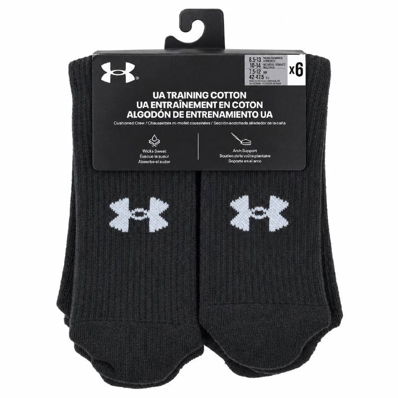 CALCETA MEDIA PANTORRILLA ACOLCHADA UNDER ARMOUR ORIGINAL UNISEX 6 PARES TALLA HOMBRE 8.5-13  TALLA MUJER 10-14