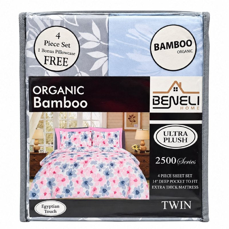 JUEGO DE SABANAS INDIVIDUAL DE 4 PIEZAS DE MICROFIBRA Y BAMBU BENELI HOME