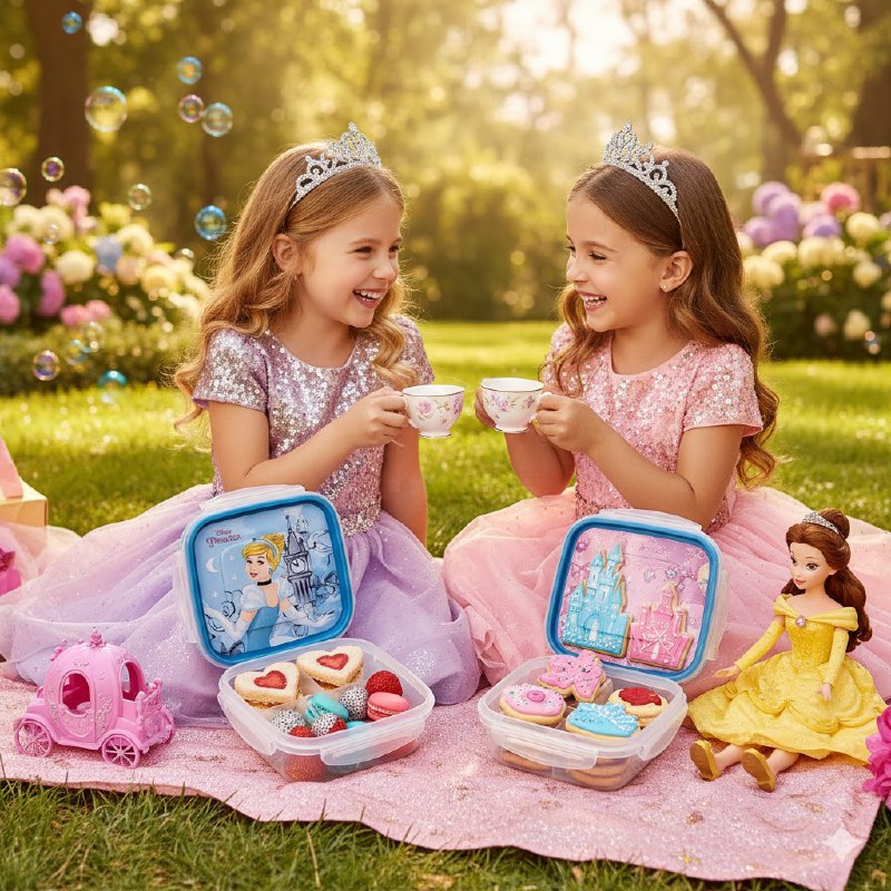 RECIPIENTE PANA PARA ALIMENTOS PARA NIÑAS CON DISEÑO DE PRINCESAS KENDY 7X16X16CM