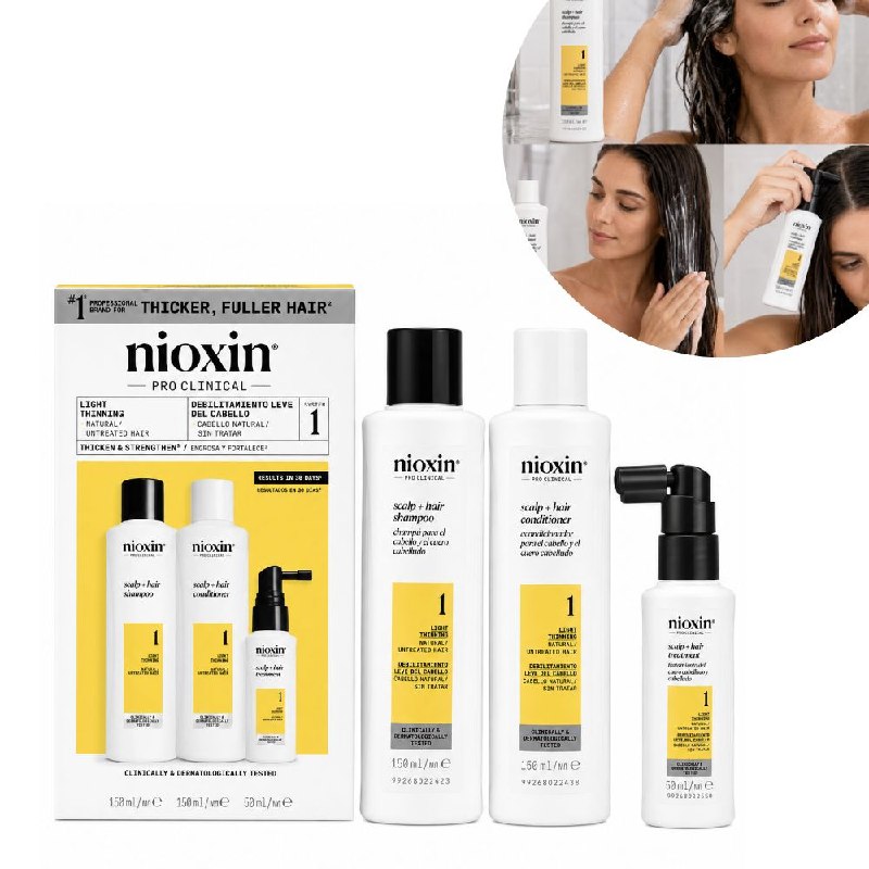 SET DE 3 PASOS EN FORMATO DE VIAJE DE TRATAMIENTO ANTICAIDA, DENSIFICADOR Y PURIFICANTE NIOXIN