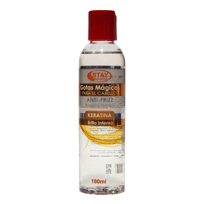 ACEITE PARA EL CABELLO GOTAS MAGICAS DE QUERATINA ANTIFRIZZ, PROTECTOR TERMICO Y BRILLO INTENSO STAY BEAUTIFUL 180ML