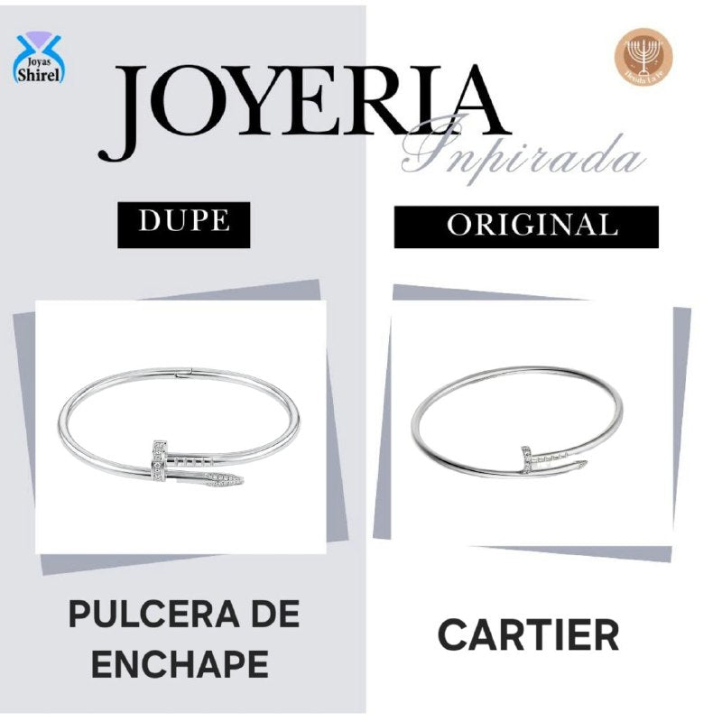 PULSERA DE ENCHAPE PARA DAMA CON DISEÑO DE CLAVO 7CM (DUPE DE CARTIER)