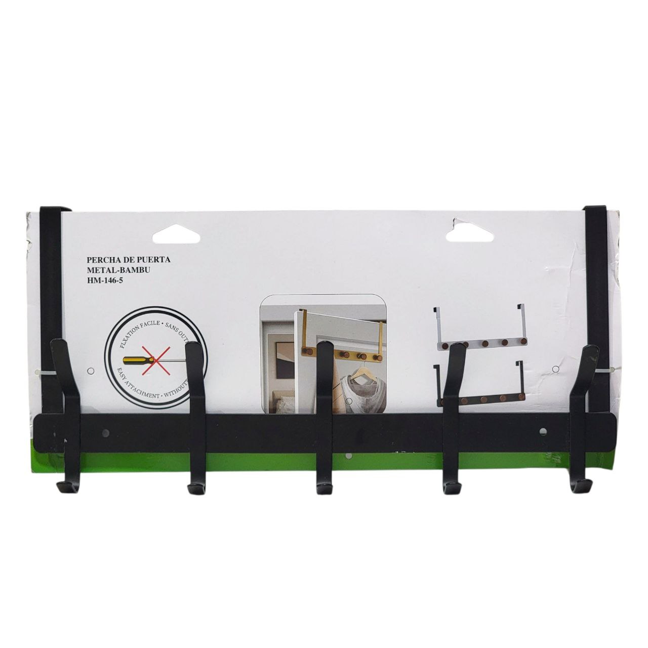 PERCHERO DE METAL PEQUEÑO DE 5 GANCHOS PARA PUERTA BENELI HOME 44X8X21CM