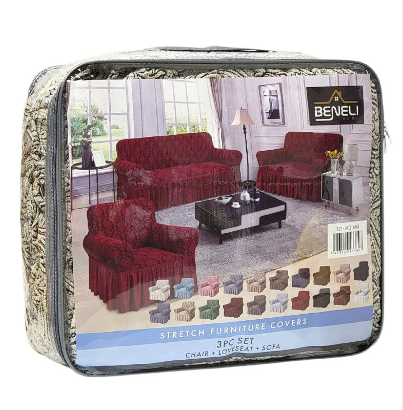 SET DE FORROS ELASTICOS DE MUEBLES, JUEGO DE 3 PIEZAS PARA MUEBLES VARIOS COLORES BENELI HOME