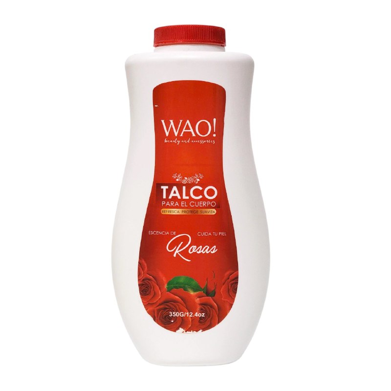 TALCO PARA EL CUERPO DE ESENCIA DE ROSAS REFRESCANTE Y SUAVIZANTE WAO 350G