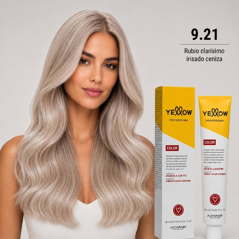 TINTE PERMANENTE PARA EL CABELLO CON ACEITE DE ARGAN Y ALOETRIX TONO 9.21 RUBIO CLARISIMO IRISADO CENIZA ALFAPARF 100ML