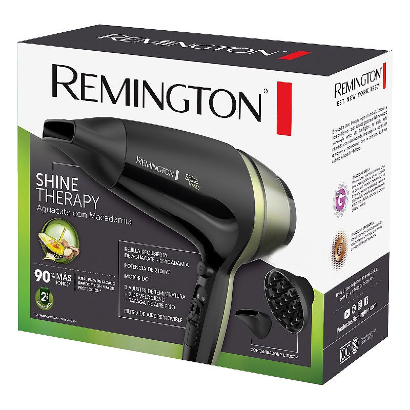 SECADORA PARA EL CABELLO DE AGUACATE CON MACADAMIA DE SECADO RAPIDO 1900W REMINGTON