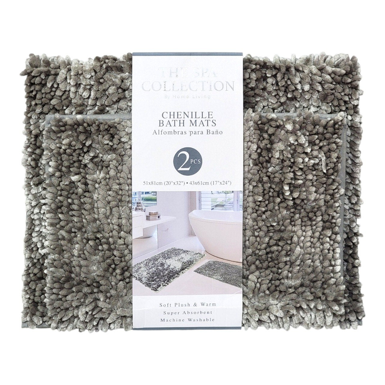 SET DE ALFOMBRAS PARA BAÑO DE CHENILLE 2PCS THE SPA COLLECTION
