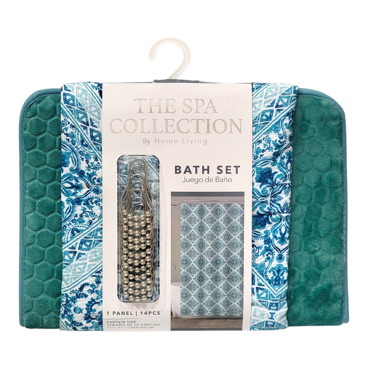 SET DE BAÑO DE ALFOMBRA Y CORTINA DECORATIVA 14PCS THE SPA COLLECTION