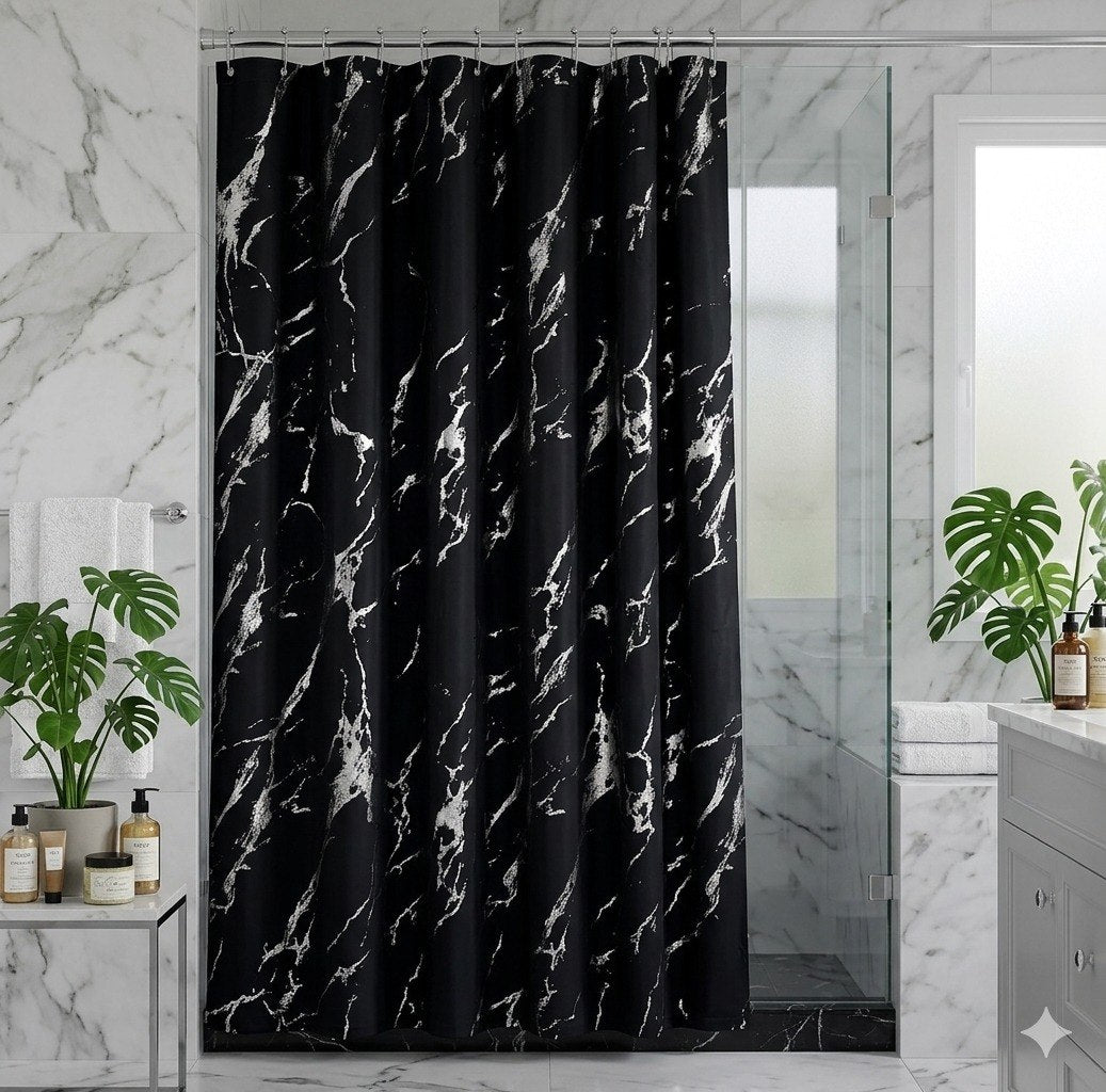CORTINA PARA BAÑO  CON ESTAMPADO PLATEADO THE SPA COLLECTION 180X180CM
