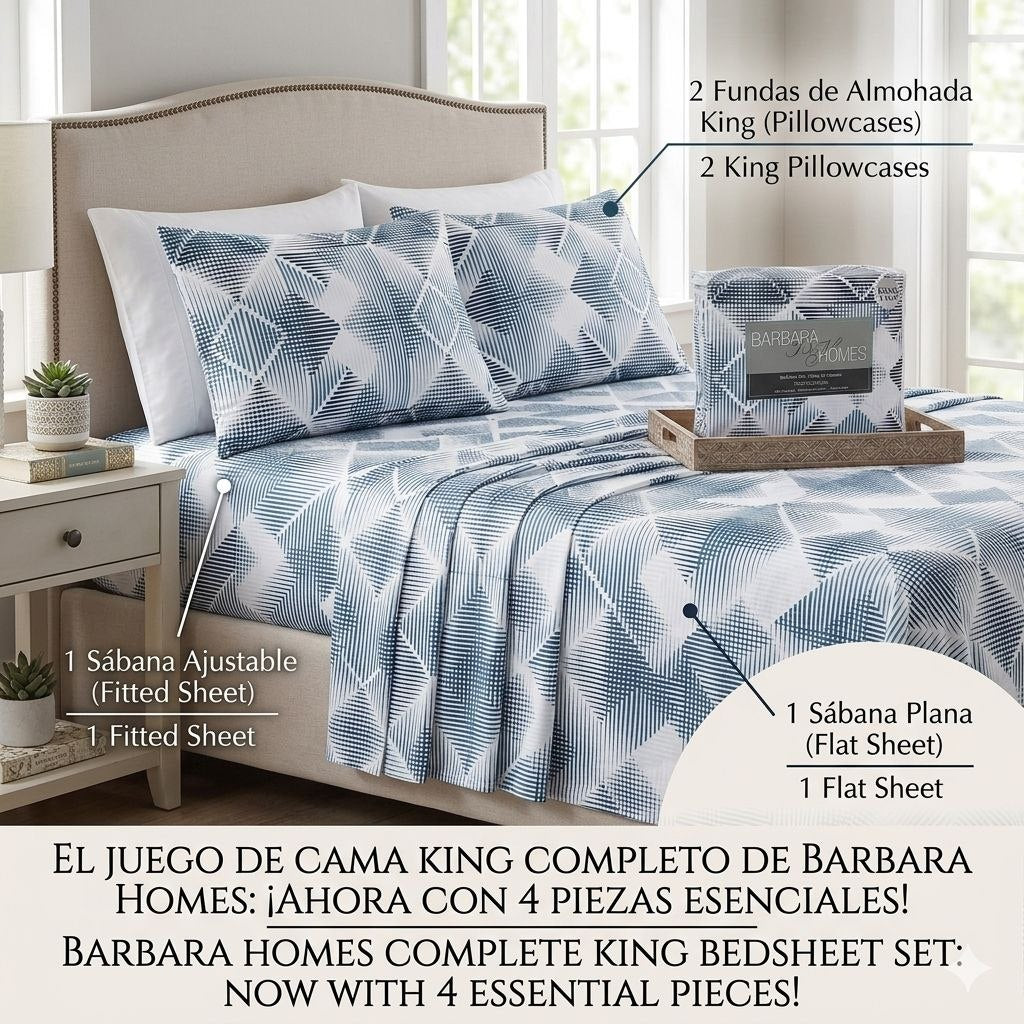 JUEGO DE SÁBANAS TAMAÑO KING 4PCS BARBARA HOMES