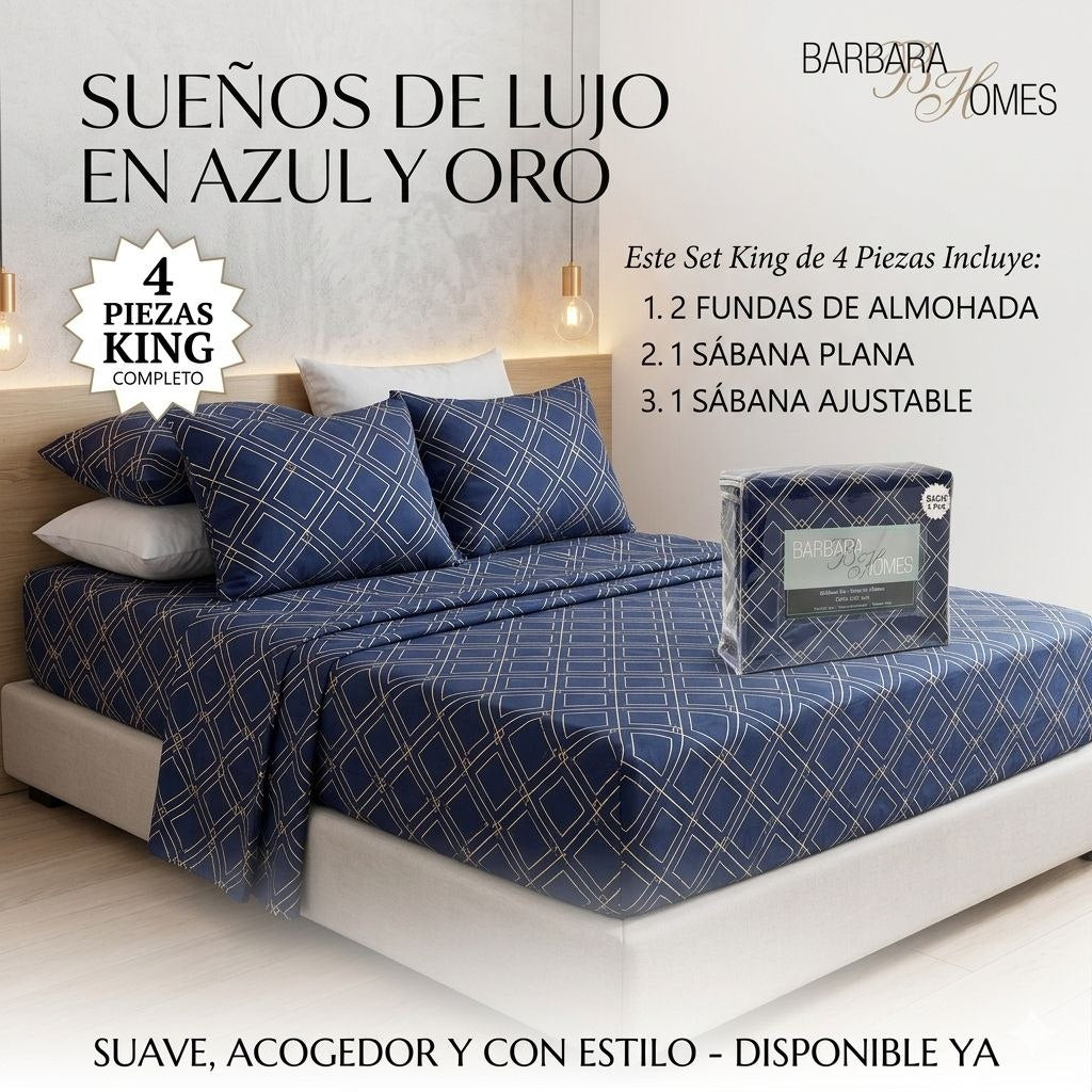 JUEGO DE SÁBANAS TAMAÑO KING 4PCS BARBARA HOMES