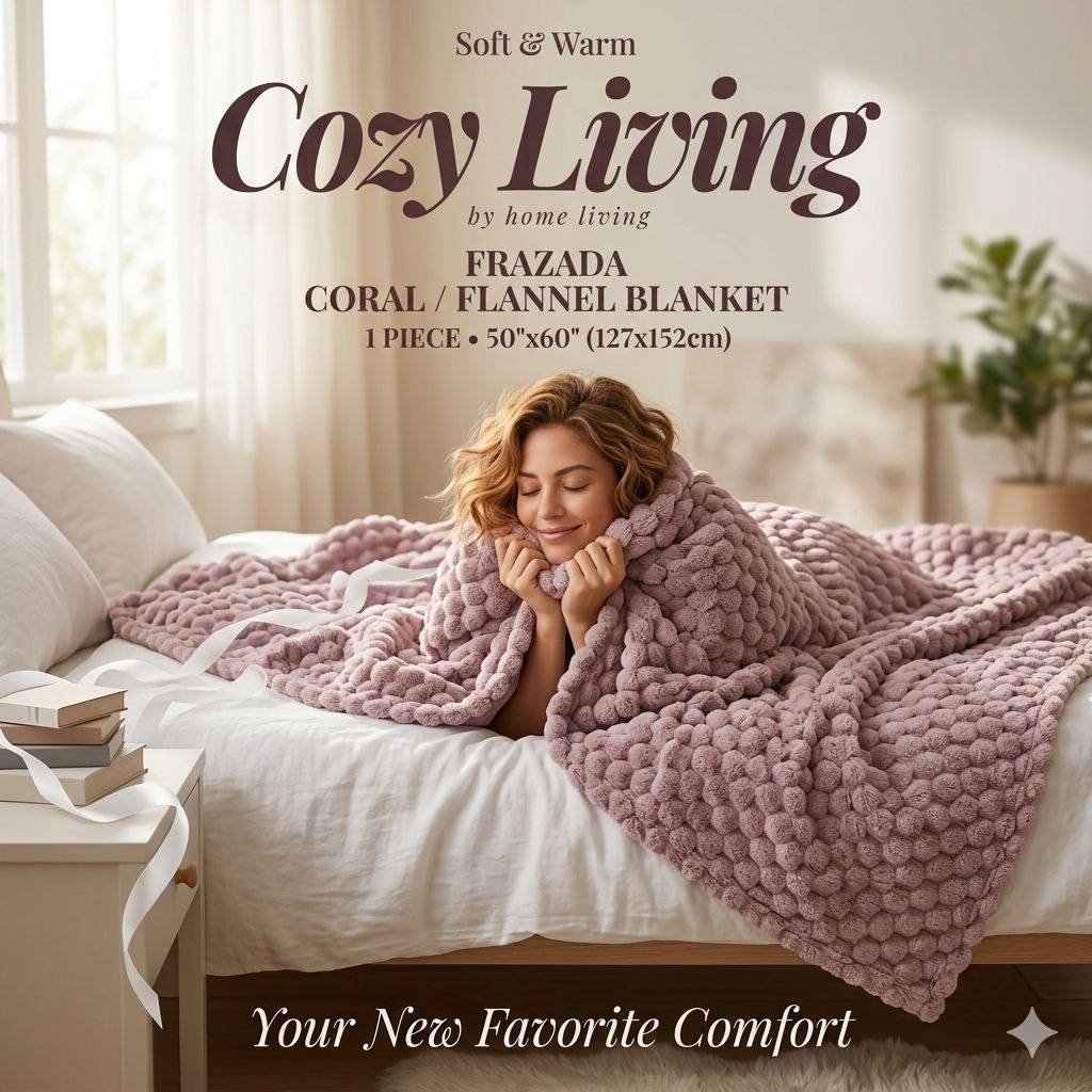 COBIJA FRAZADA CORAL CON TACTO ATERCIOPELADO COZY LIVING 127X152CM