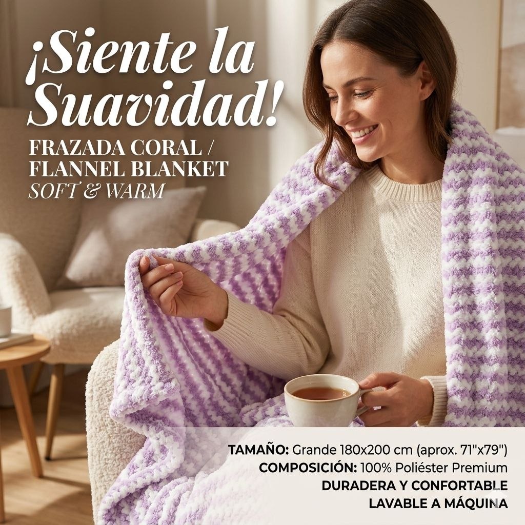 COBIJA FRAZADA CORAL CON TACTO ATERCIOPELADO COZY LIVING 180X200CM