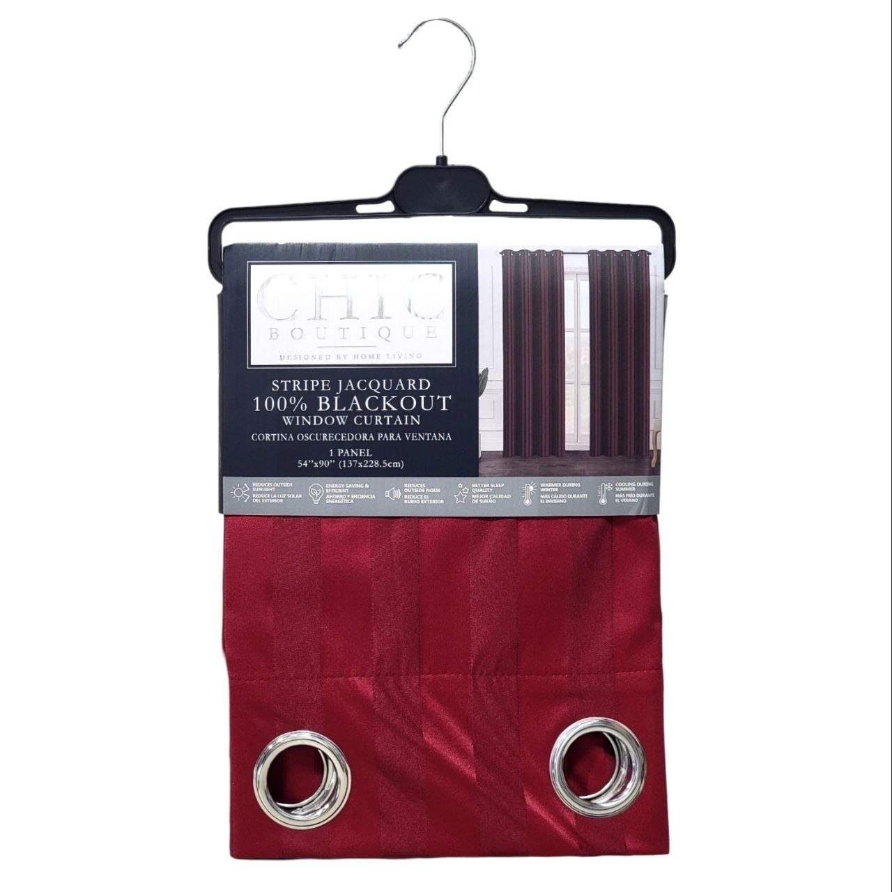 CORTINA OSCURECEDORA BLACKOUT COLOR VINO CHIC BOUTIQUE 137X228.5CM