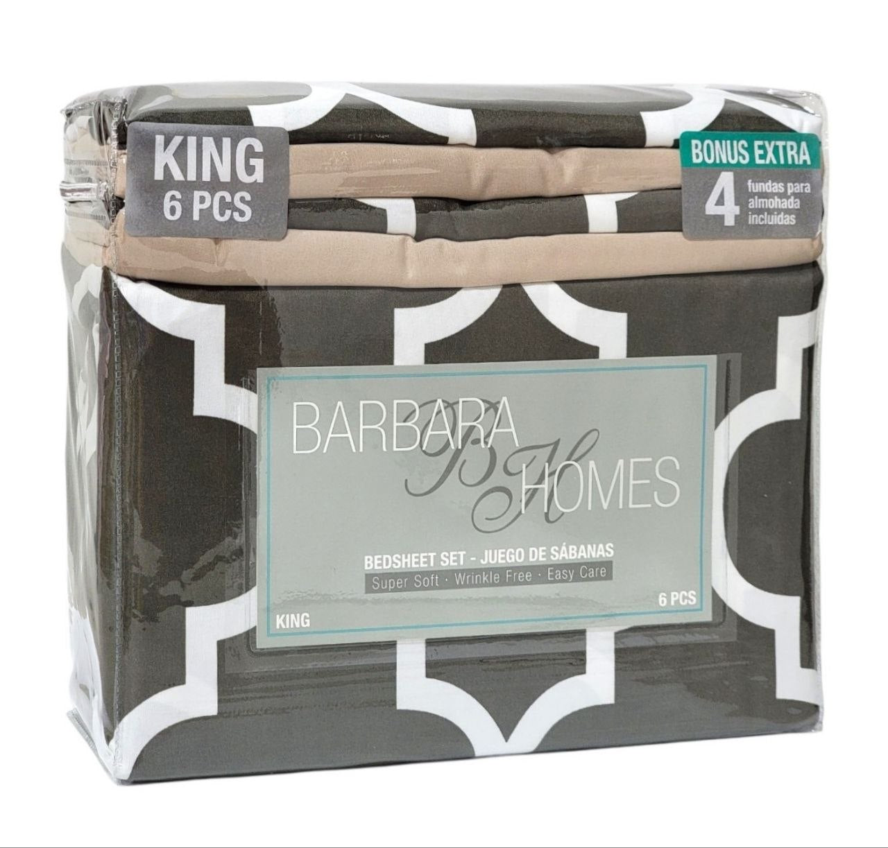 JUEGO DE SABANAS TAMAÑO KING 6PCS BARBARA HOMES