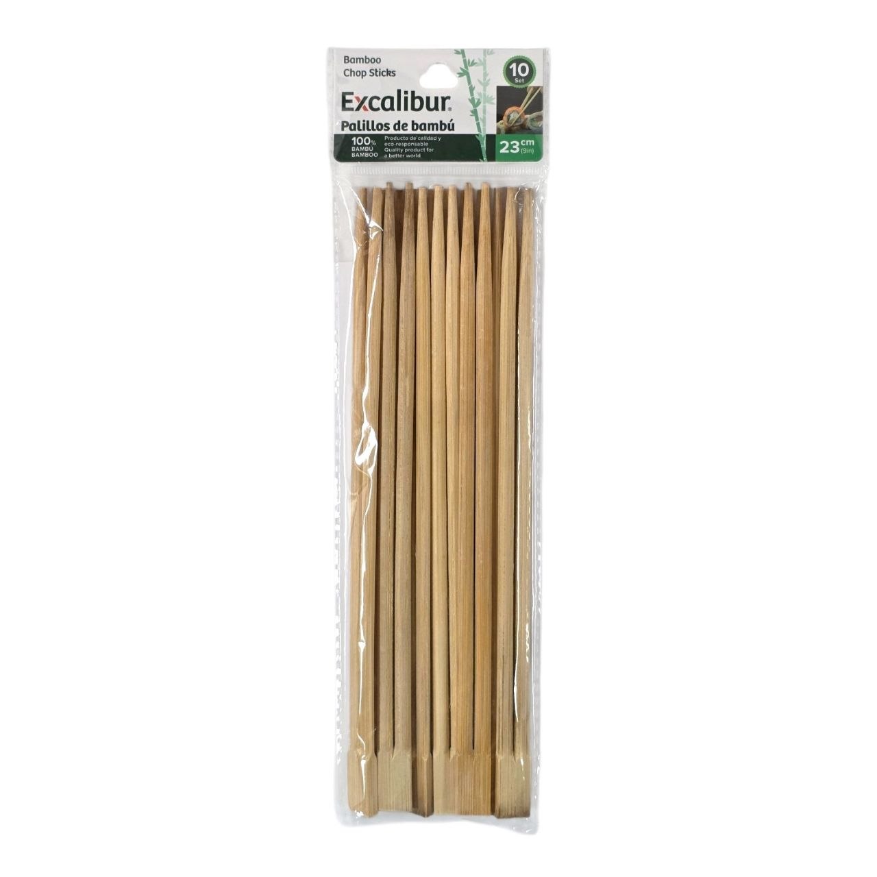 SET DE PALILLOS TRADICIONALES DE BAMBU 10UND EXCALIBUR 23CM