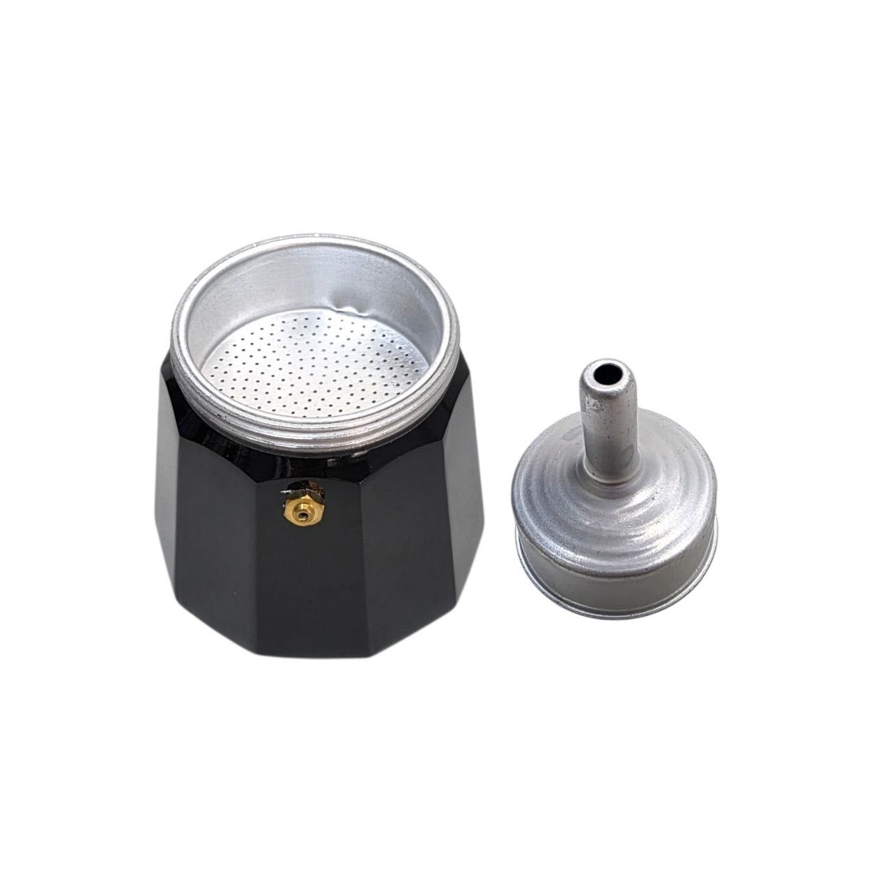 CAFETERA ITALIANA DE ALUMINIO COLOR NEGRO PARA ESPRESSO EXCALIBUR 16X10CM