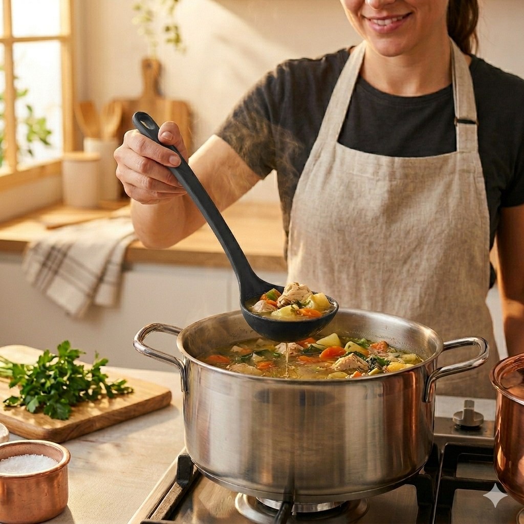 CUCHARON DE COCINA PARA SOPA ANTI-RAYONES EXCALIBUR 30CM