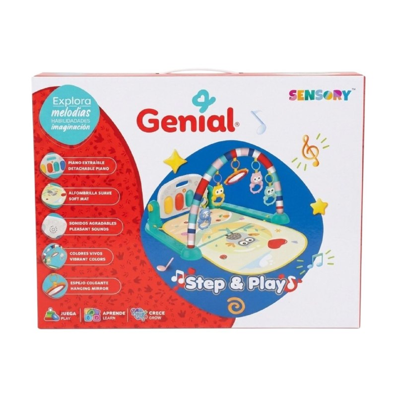GIMNASIO SENSORIAL PARA BEBE CON PIANO MUSICAL EXTRAIBLE GENIAL 45X75X58CM