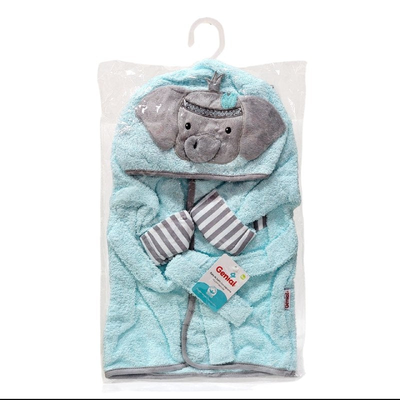 TOALLA DE BAÑO PARA BEBE CON CAPUCHA DE ALGODON NATURAL GENIAL