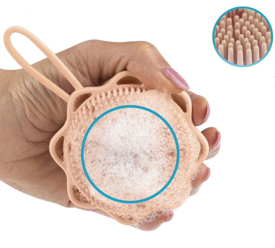 CEPILLO DE BAÑO CON DISPENSADOR DE SHAMPOO PARA BEBES GENIAL