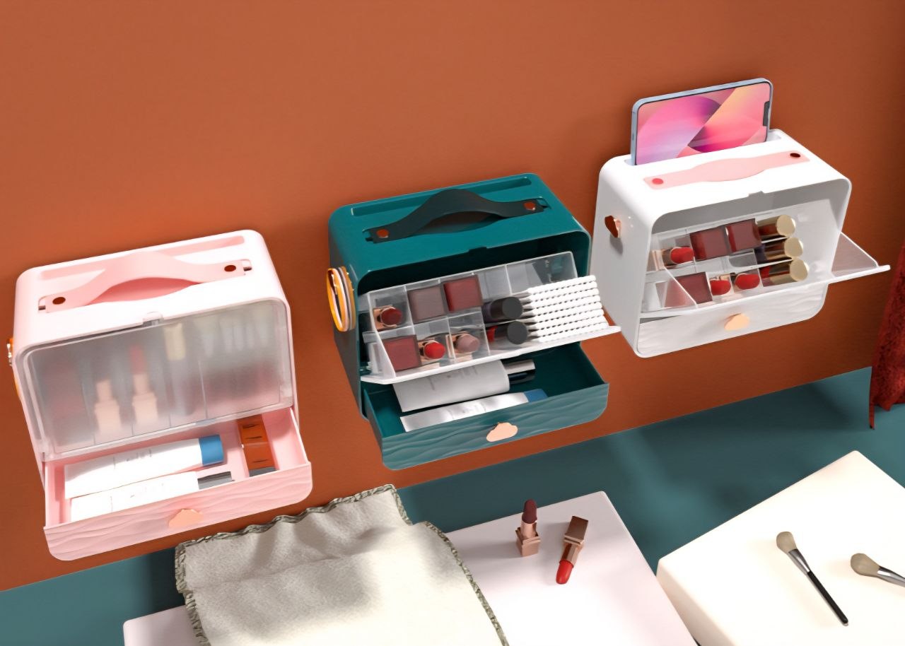 ORGANIZADOR DE COSMETICOS PORTATIL Y DE PARED EVOK 10.2X20X17.3CM