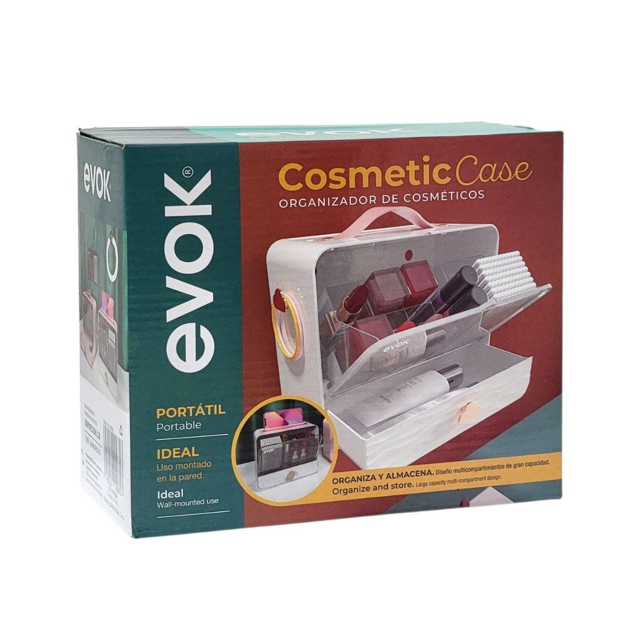 ORGANIZADOR DE COSMETICOS PORTATIL Y DE PARED EVOK 10.2X20X17.3CM