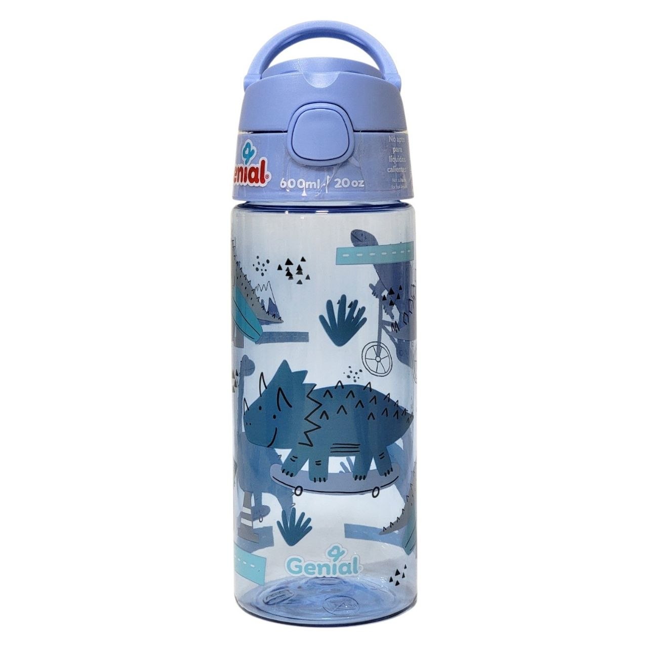 BOTELLA PLASTICA INFANTIL PORTATIL CON BOTON DE APERTURA GENIAL 600ML