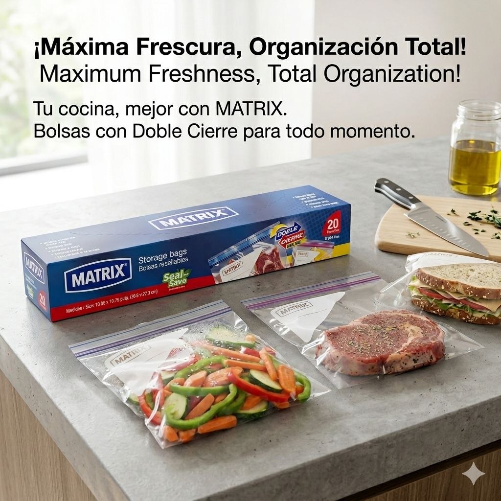 BOLSAS DE ALMACENAMIENTO RESELLABLES 20UND MATRIX 26.8X27.3CM