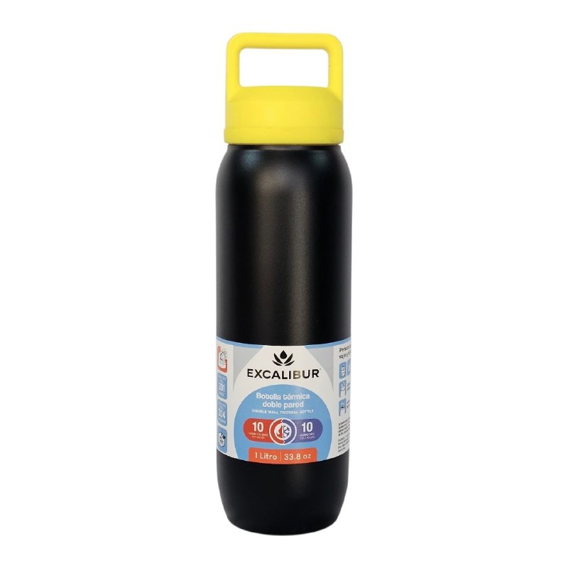BOTELLA TERMO DE DOBLE PARED DE ACERO INOXIDABLE EXCALIBUR 1000ML