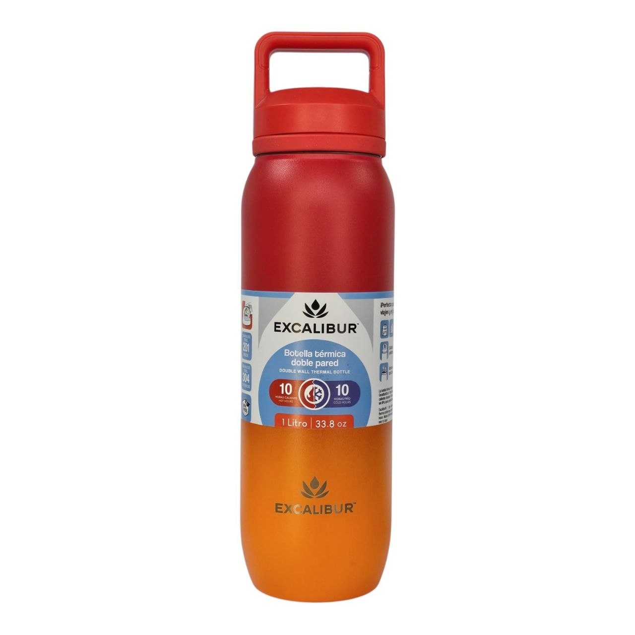 BOTELLA TERMO DE DOBLE PARED DE ACERO INOXIDABLE EXCALIBUR 1000ML