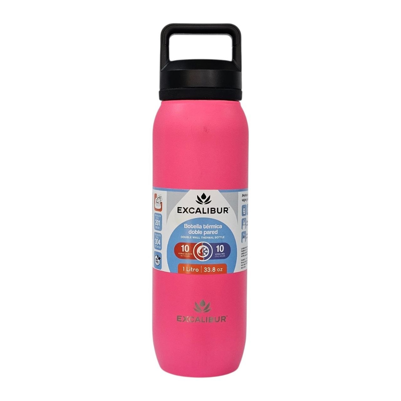 BOTELLA TERMO DE DOBLE PARED DE ACERO INOXIDABLE EXCALIBUR 1000ML