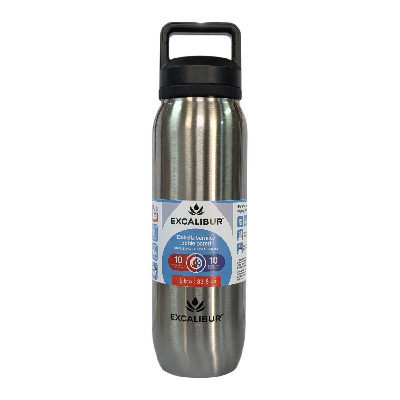 BOTELLA TERMO DE DOBLE PARED DE ACERO INOXIDABLE EXCALIBUR 1000ML