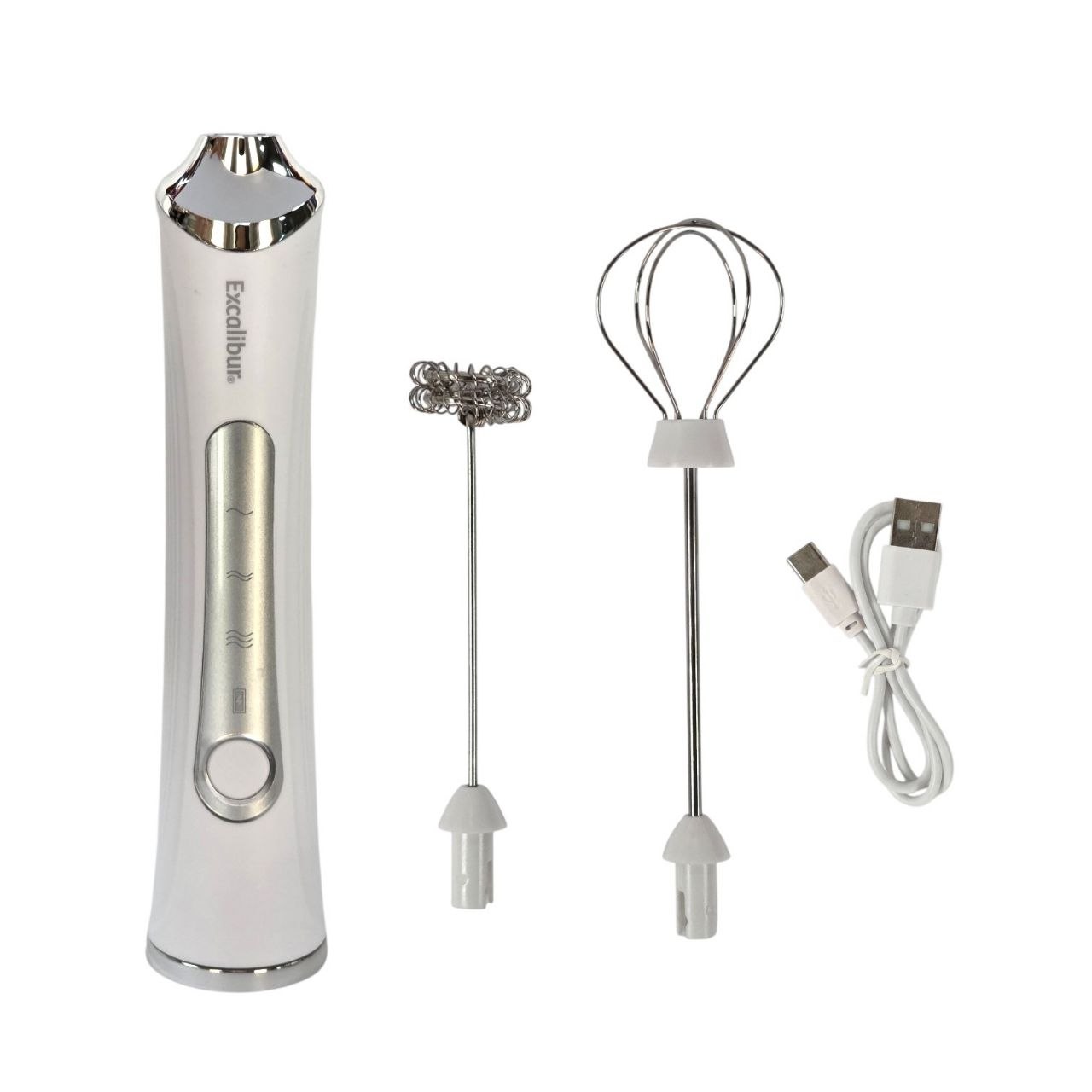BATIDOR DE MANO ELECTRICO RECARDABLE INALAMBRICO CON 2 CABEZALES EXCALIBUR