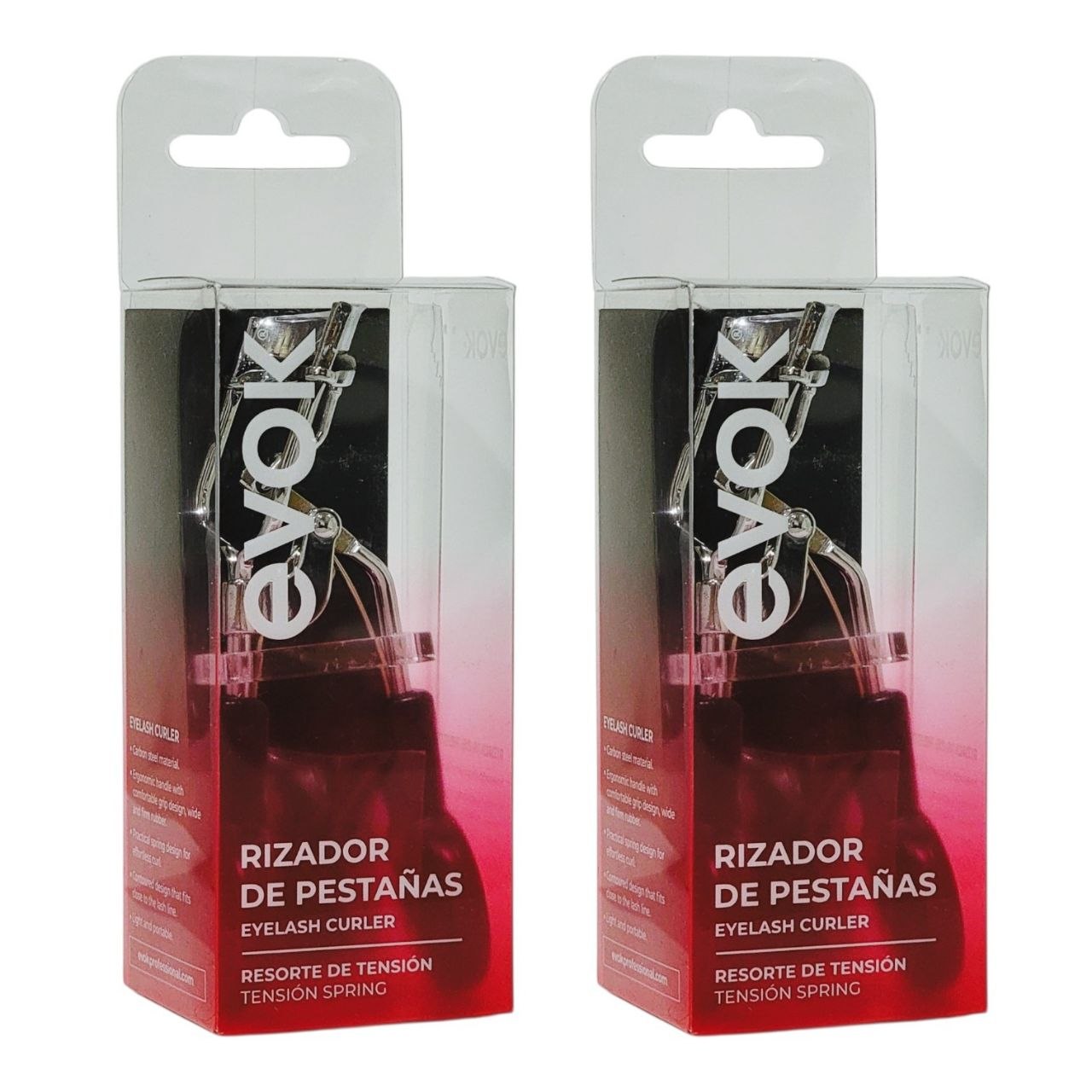RIZADOR DE PESTAÑAS DE ACERO AL CARBONO CON RESORTE RESISTENTE EVOK
