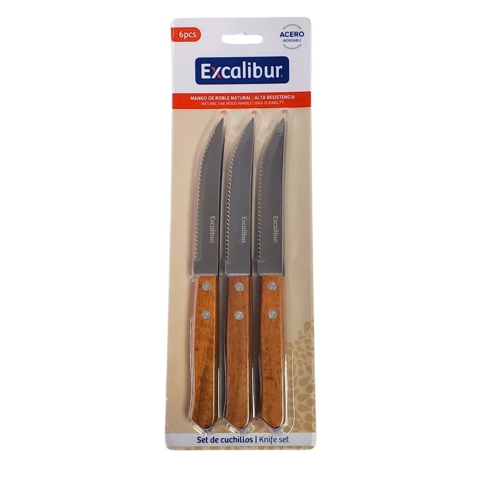 SET DE CUCHILLOS DE MESA 6PCS EXCALIBUR 21CM