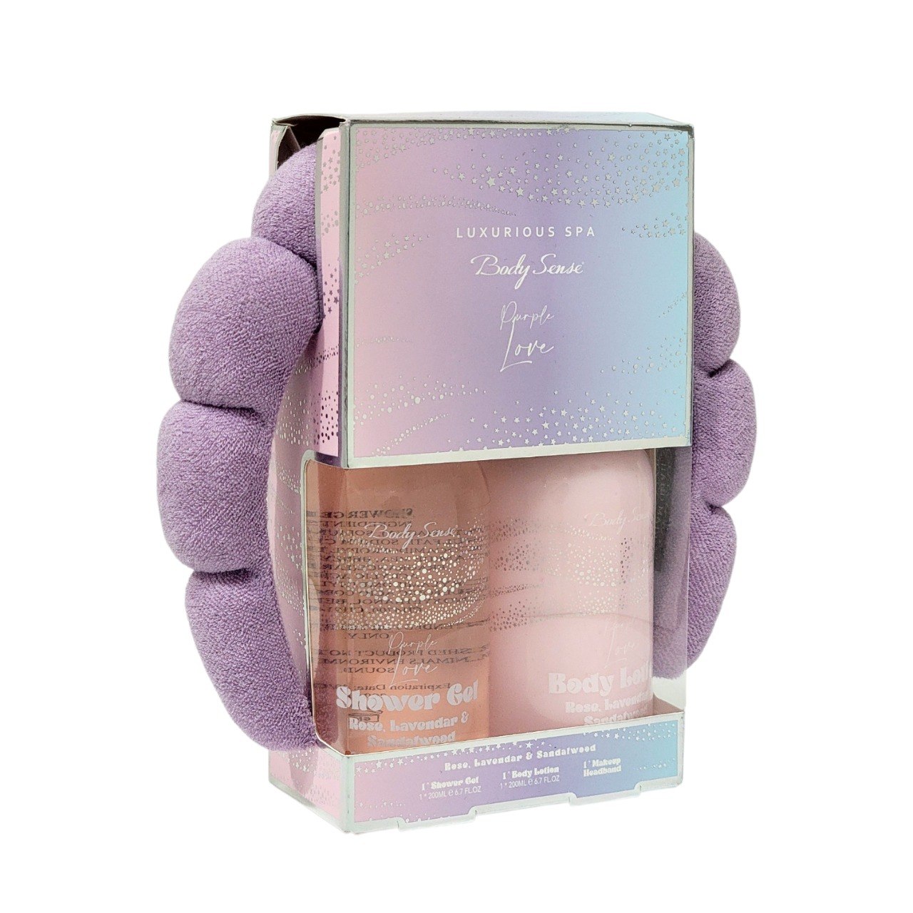 SET DE REGALO DE CUIDADO PERSONAL NUTRITIVO AROMA A ROSAS LAVANDA Y SANDALO 3PCS BODY SENSE