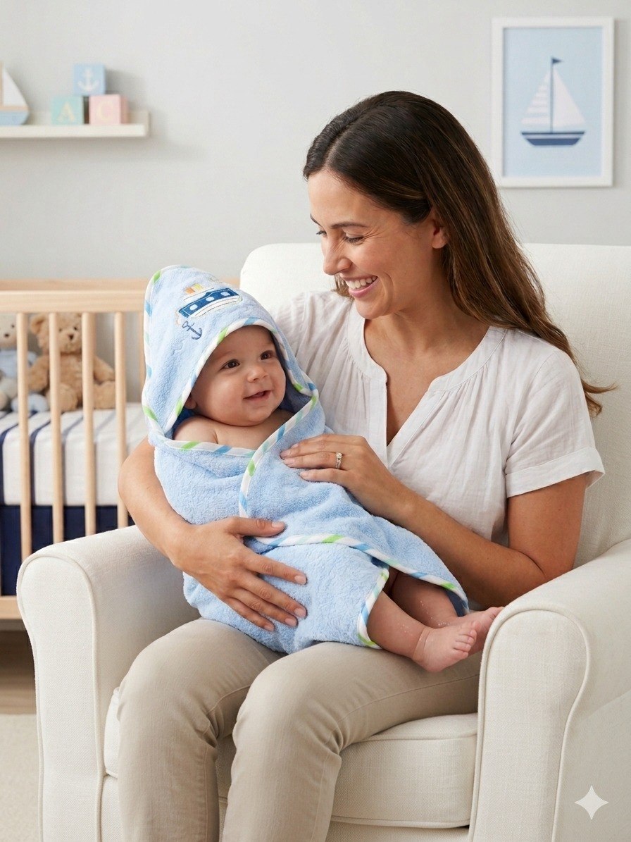 TOALLA DE BAÑO PARA BEBE DE ALGODON NATURAL GENIAL 76X76CM