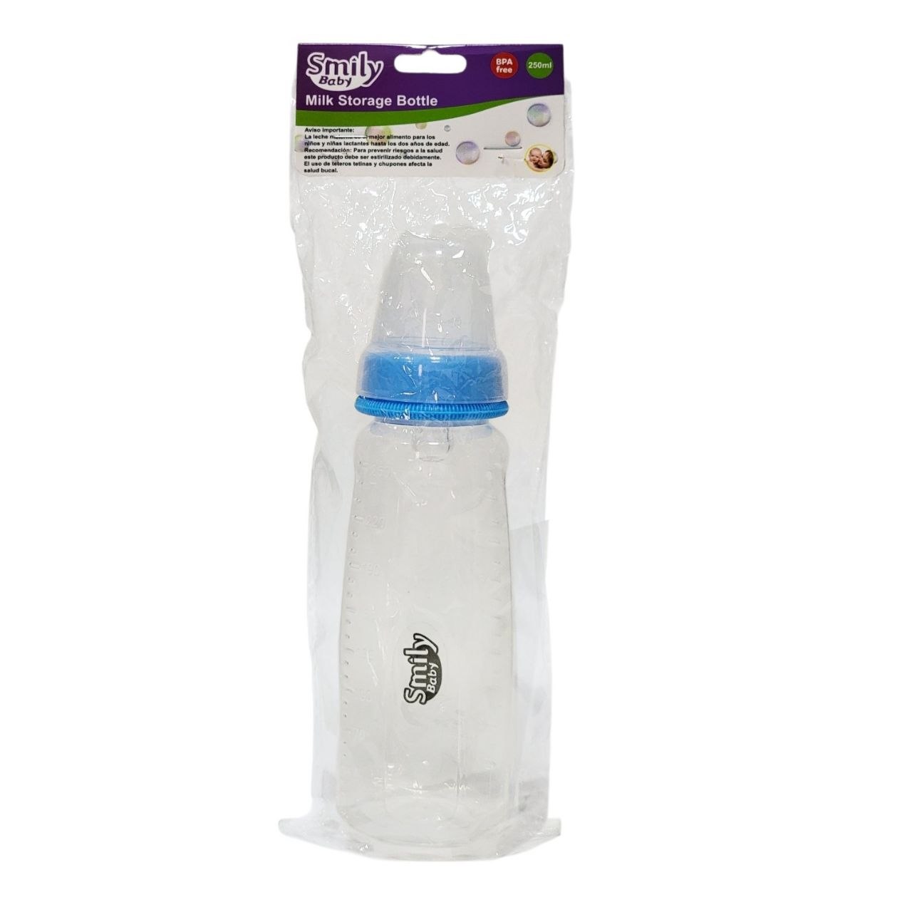 BIBERON Y BOTELLA DE ALMACENAMIENTO PARA LECHE MATERNA PARA BEBES SMILY BABY 250ML