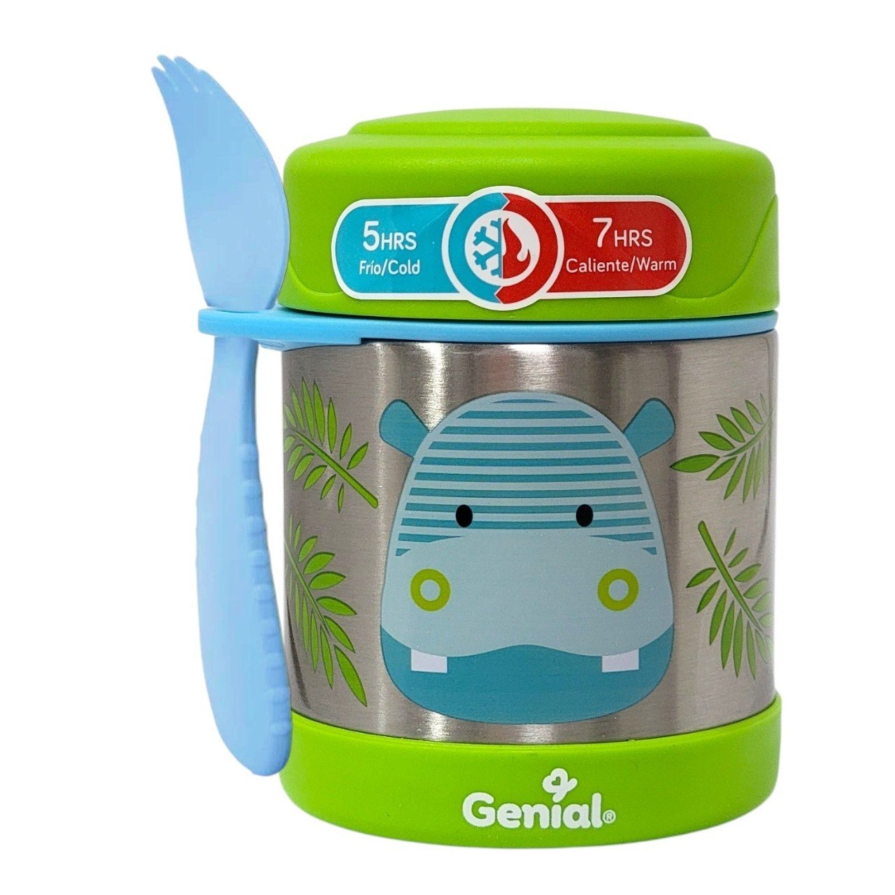 RECIPIENTE TERMO PARA ALIMENTOS DE ACERO INOXIDABLE CON CUCHADOR INFANTIL GENIAL 350ML