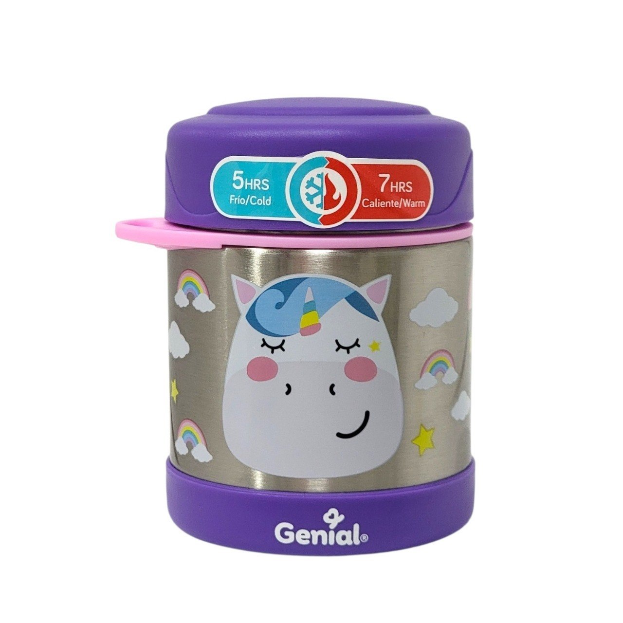 RECIPIENTE TERMO PARA ALIMENTOS DE ACERO INOXIDABLE CON CUCHADOR INFANTIL GENIAL 350ML