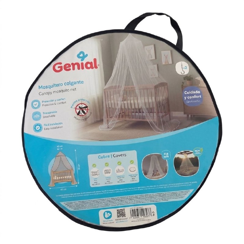 MOSQUITERO COLGANTE PROTECTOR PARA CUNA DE BEBE Y CAMA INFANTIL GENIAL 240X850X45CM