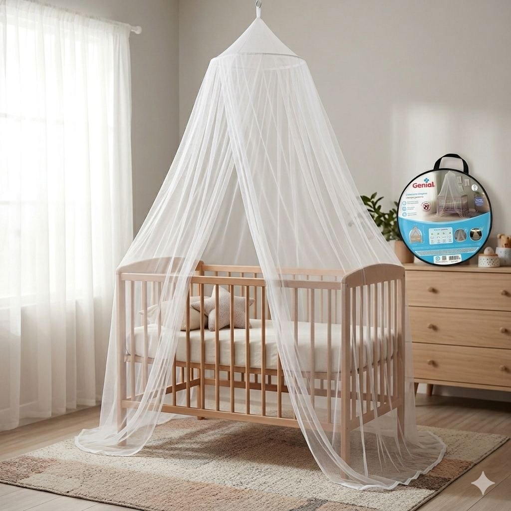 MOSQUITERO COLGANTE PROTECTOR PARA CUNA DE BEBE Y CAMA INFANTIL GENIAL 240X850X45CM