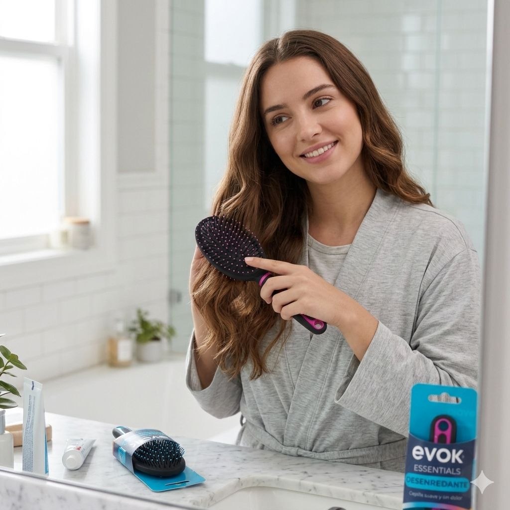CEPILLO PARA EL CABELLO DESENREDANTE ANTIROTURAS CON COJIN FLEXIBLE EVOK