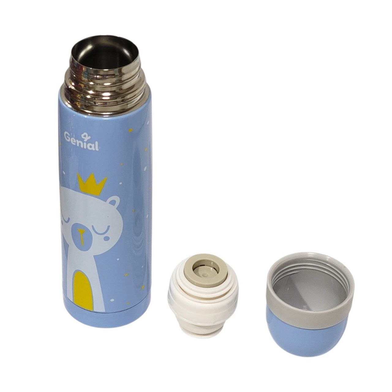 TERMO PORTATIL DE ACERO INOXIDABLE LIBRE DE BPA CON DISEÑO INFANTIL GENIAL 500ML