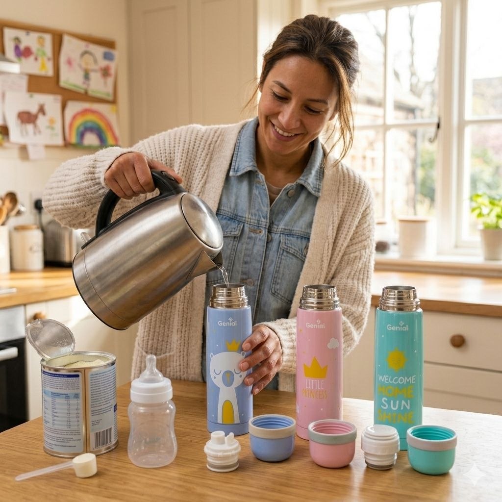 TERMO PORTATIL DE ACERO INOXIDABLE LIBRE DE BPA CON DISEÑO INFANTIL GENIAL 500ML