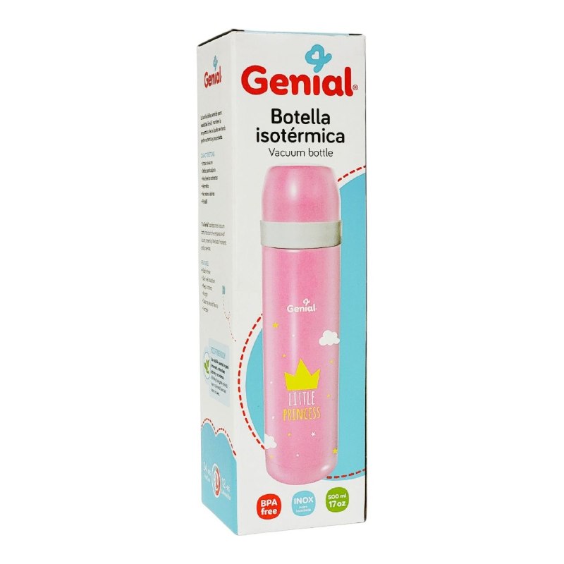 TERMO PORTATIL DE ACERO INOXIDABLE LIBRE DE BPA CON DISEÑO INFANTIL GENIAL 500ML