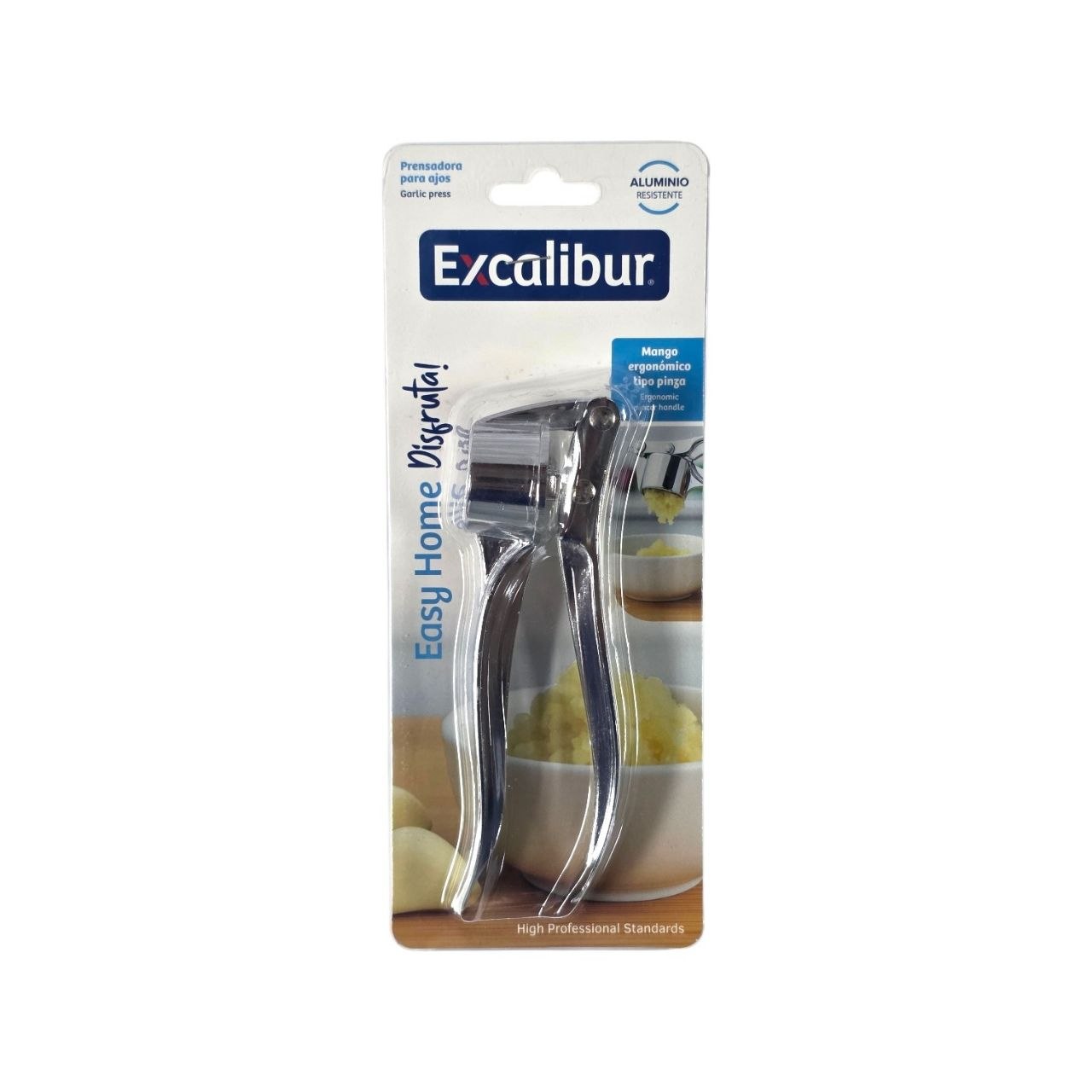 PRENSADORA DE AJO MANUAL ERGONOMICA DE ALTA EFICIENCIA EXCALIBUR 4X4.15CM