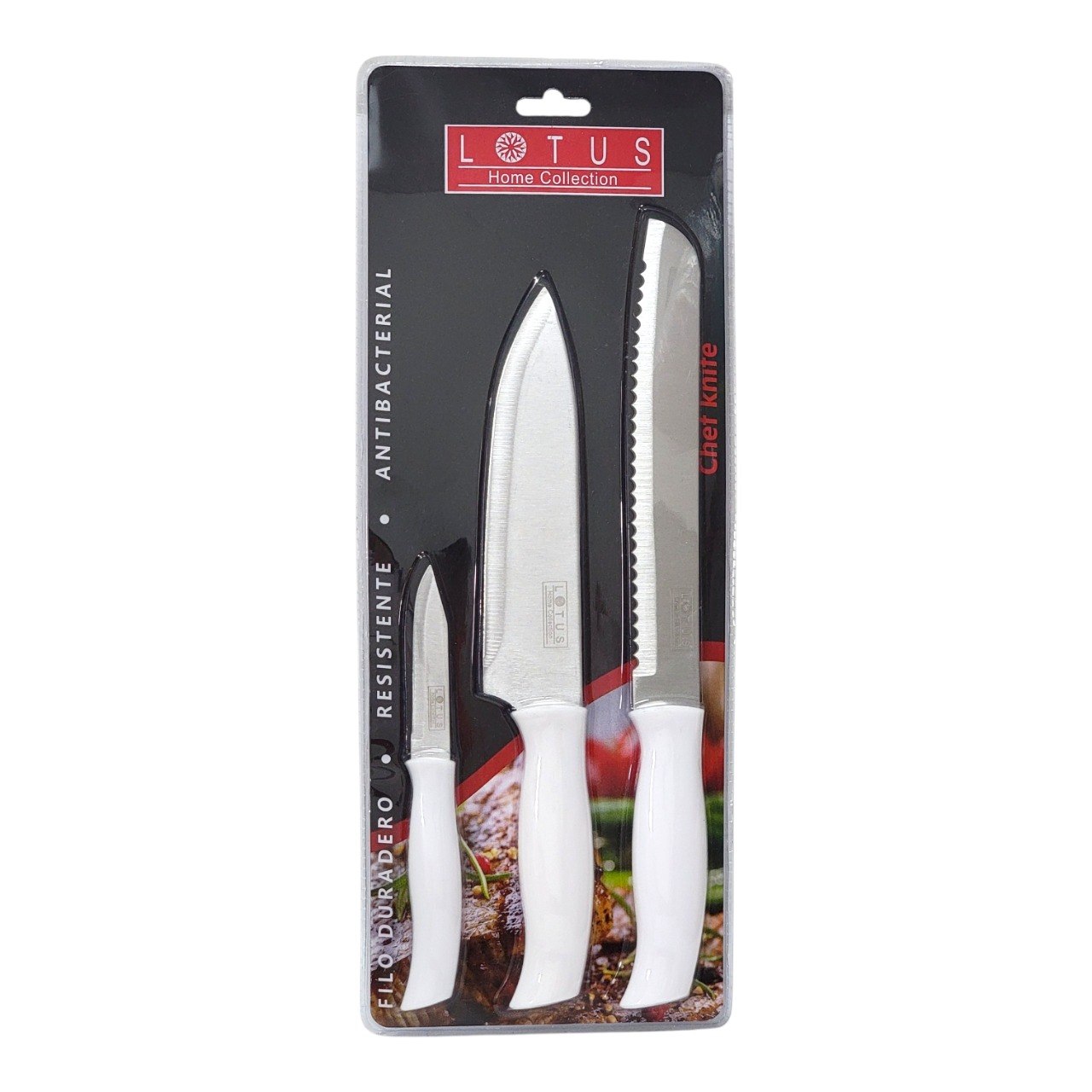 JUEGO DE CUCHILLOS PROFESIONALES DE ACERO INOXIDABLE 3PCS LOTUS